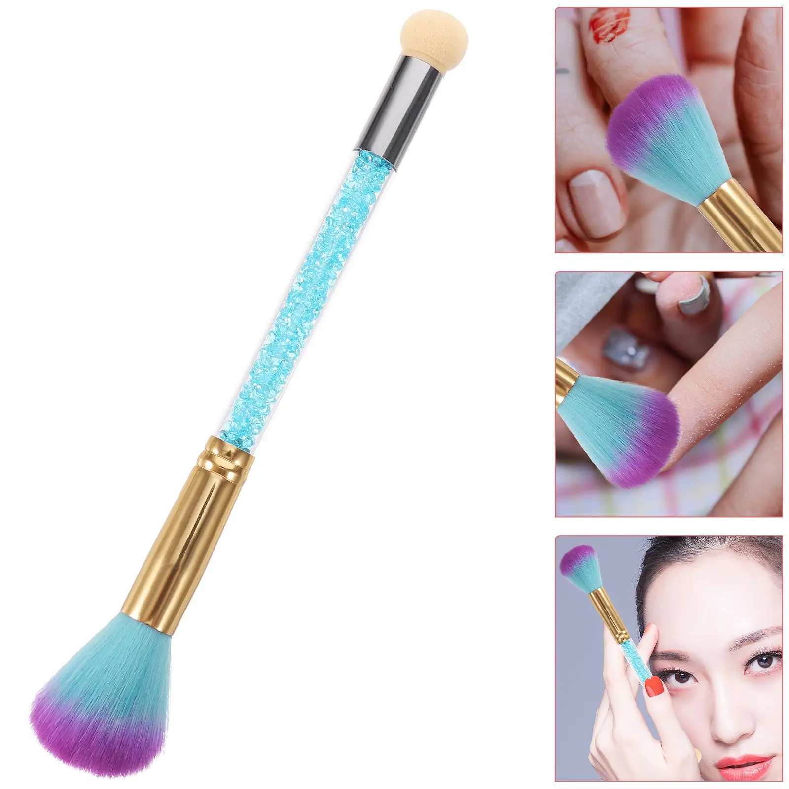 Dwugłowe pędzle do paznokci do czyszczenia kurzu Narzędzia do manicure paznokci Przenośny zestaw pędzli do makijażu