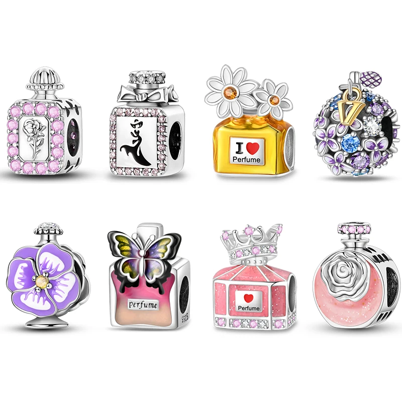 Love Perfume Series 925 Sterling Silver Daisy Rose High Heels Trendy Charms Beads Fit Pandora Original Bracelets DIY Jewelry