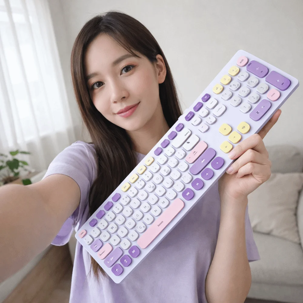 Mixed Color Keycaps USB Wireless Keyboard Thin Design 104 Keys Layout Wireless Connection Keyboard 2.4GHz Connection