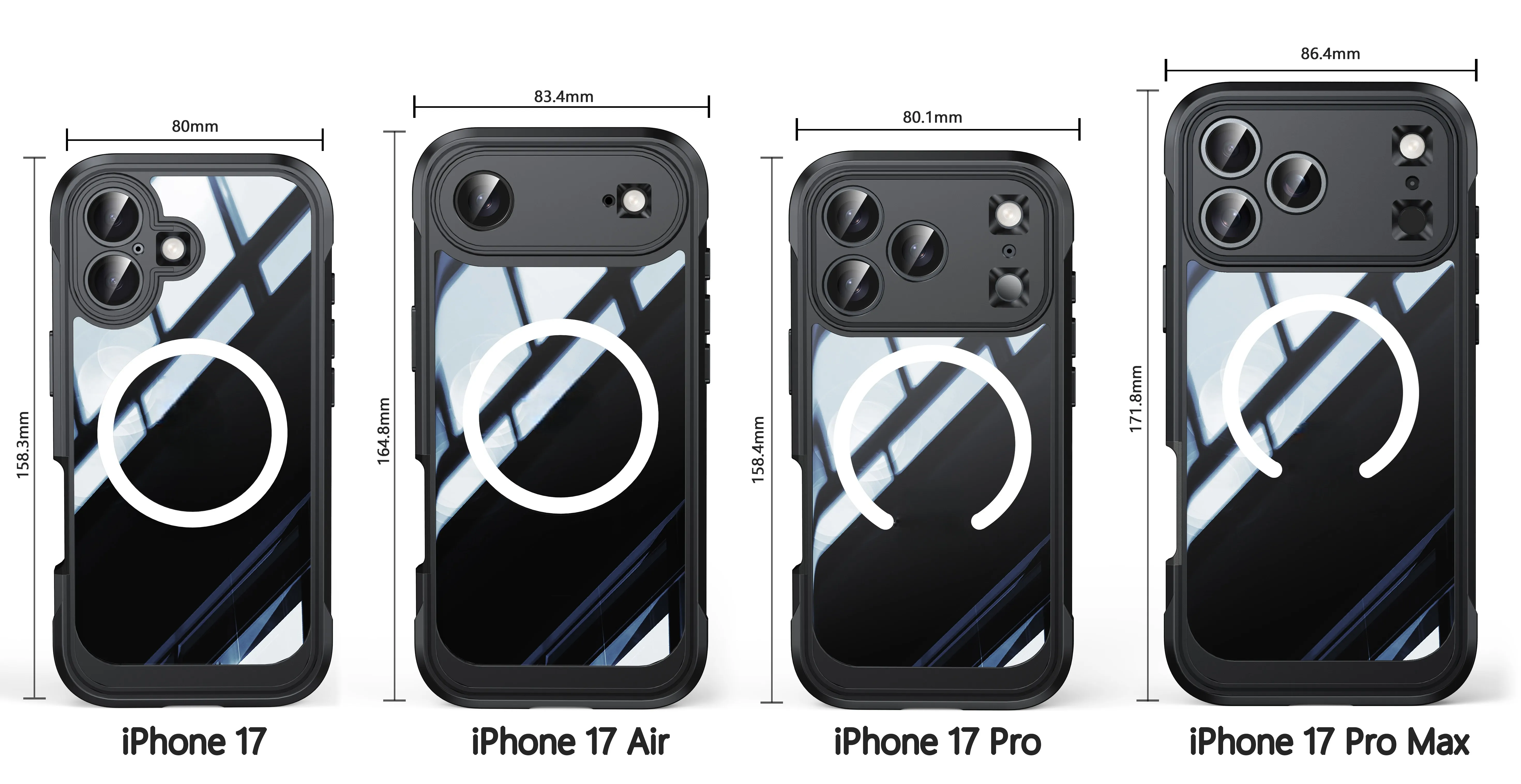 Brandneue farbige magnetische stoßfeste und staubdichte transparente Handyhülle - kompatibel mit iPhone 17/17 Air/17 Pro/17 Pro Max – Detail 1