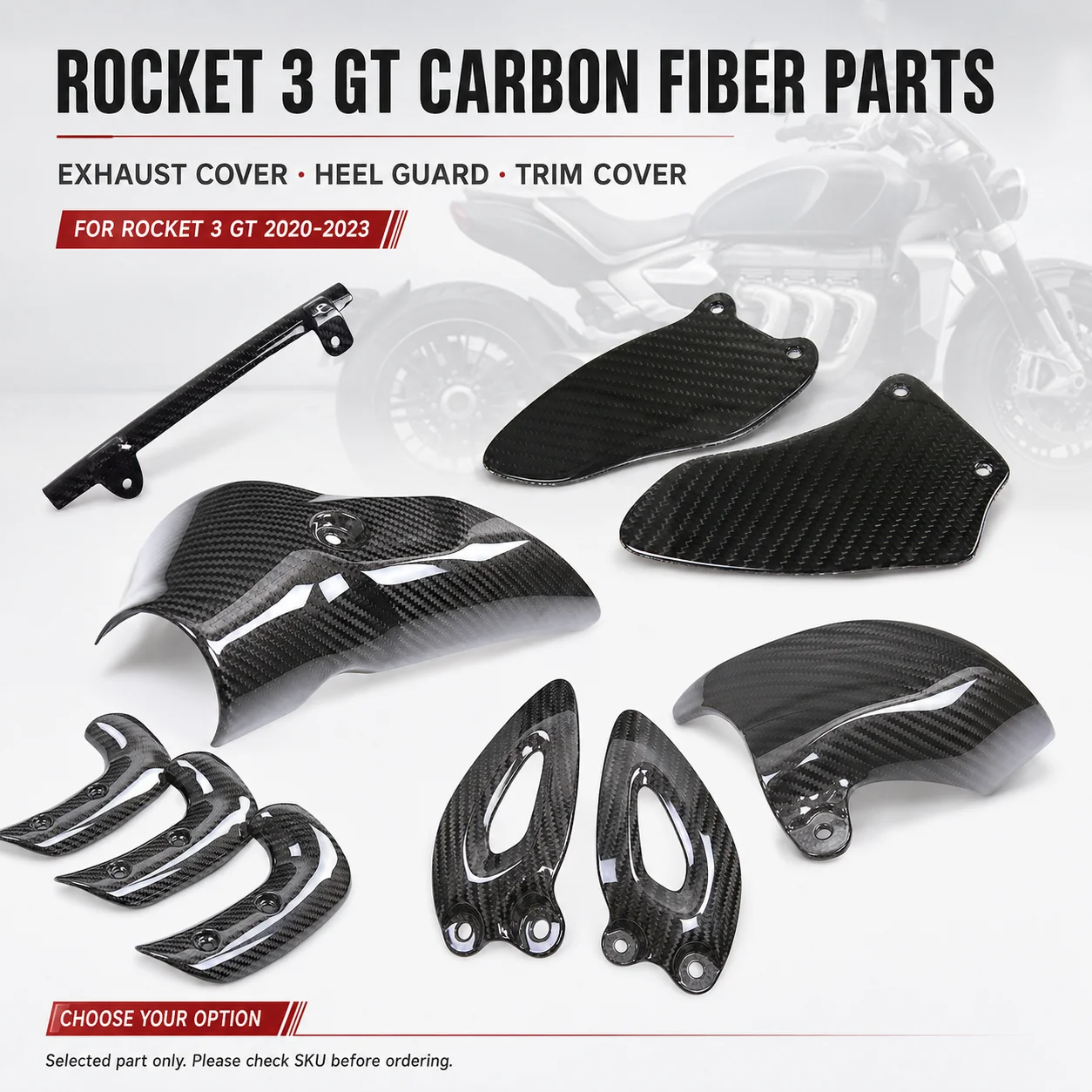 Carbon Fiber Parts Kit Exhaust Heat Shield Heel Guard Trim Covers for Triumph Rocket 3 GT 2020-2023 Motorcycle Accessories