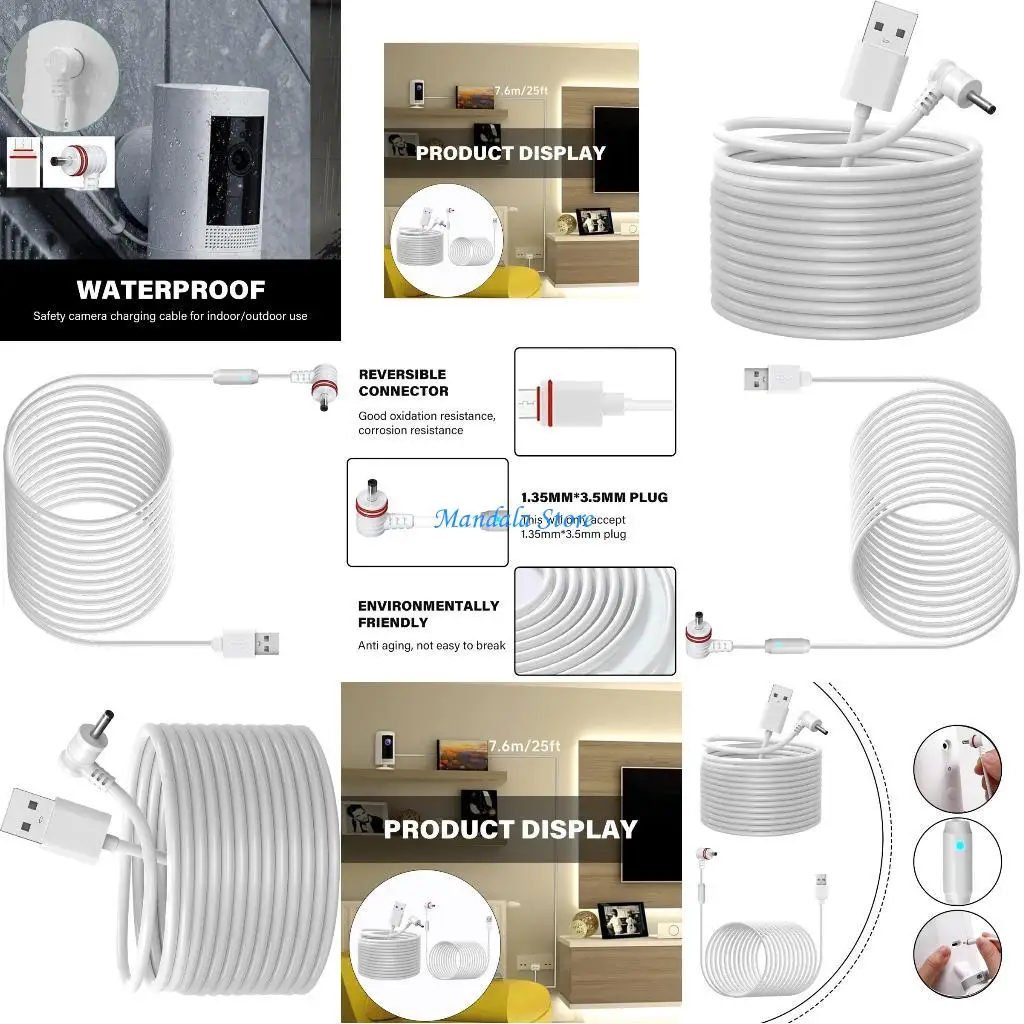 

U2JC Flexible Positioning Power Extension Cord Extended Cable for Surveillances Camera