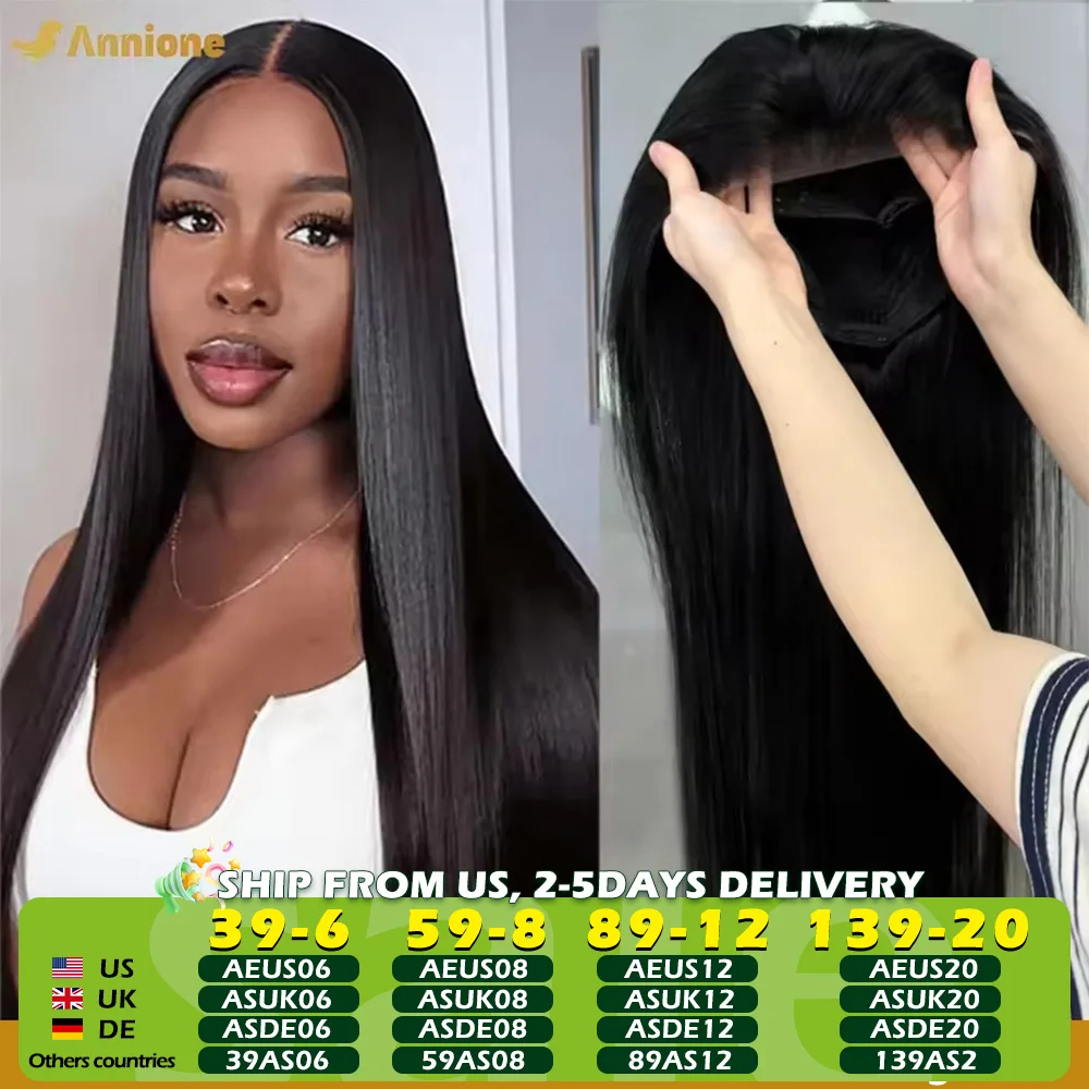 30 inch Glueless Wigs Human Hair Ready To Wear 6X4 Brazilian Straight HD Lace Front Human Hair Wig 100% Human Hair Wigs Glueless