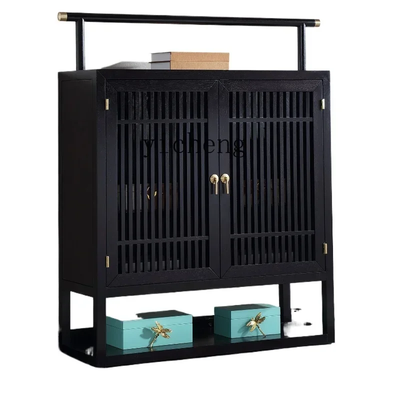 

modern new Chinese red sandalwood all solid wood shoe cabinet double door foyer cabinet storage side cabinet home decor