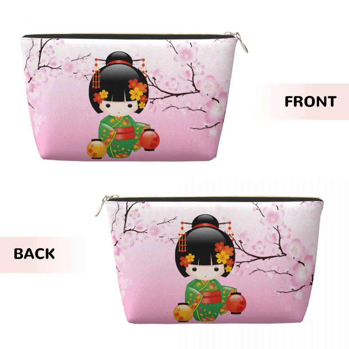 Custom Kokeshi Doll Travel Cosmetic Bag Japanese Kimono Geisha Girl Toiletry Makeup Organizer Ladies Beauty Storage Dopp Kit