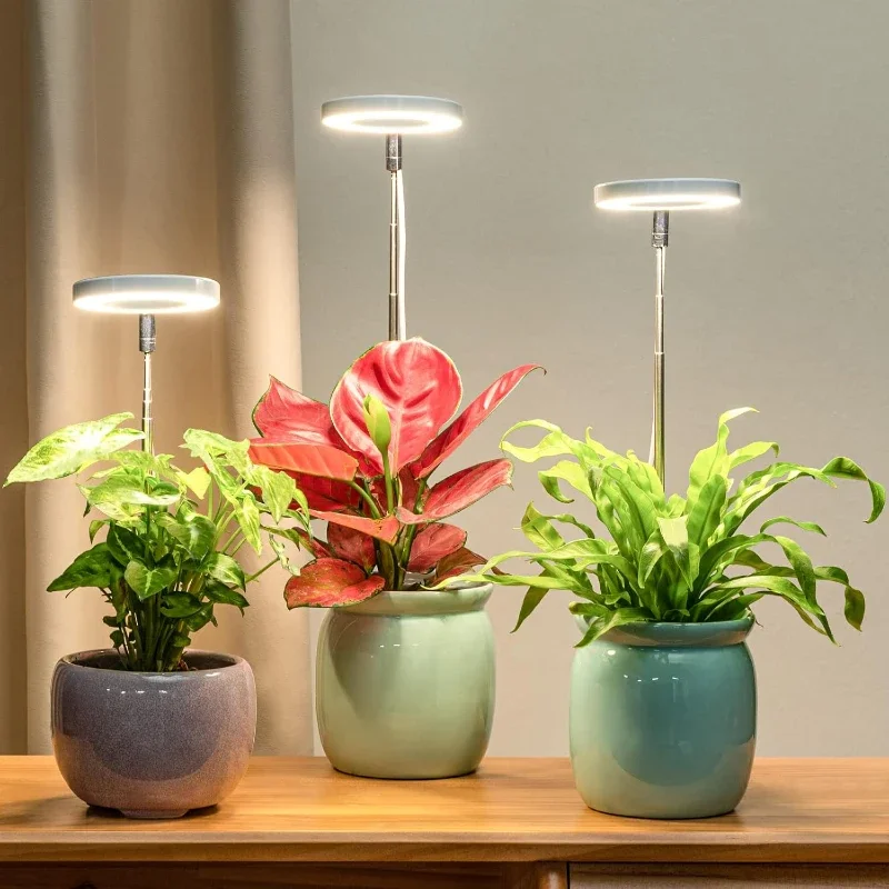 Indoor Household LED Adjustable Three-color Plant Growth Light, Timed Retractable Full-spectrum Flower Timed Plant Fill Light