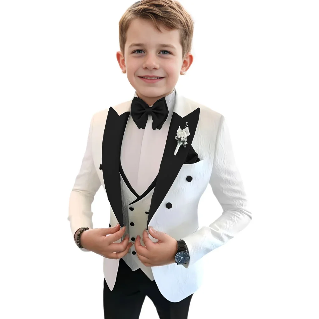 

Suit For Boy Blazer Vest And Pants Formal Slim Fit Set Floral Jacquard 3 Piece Suits Evening Dress Graduation Birthday Clothing