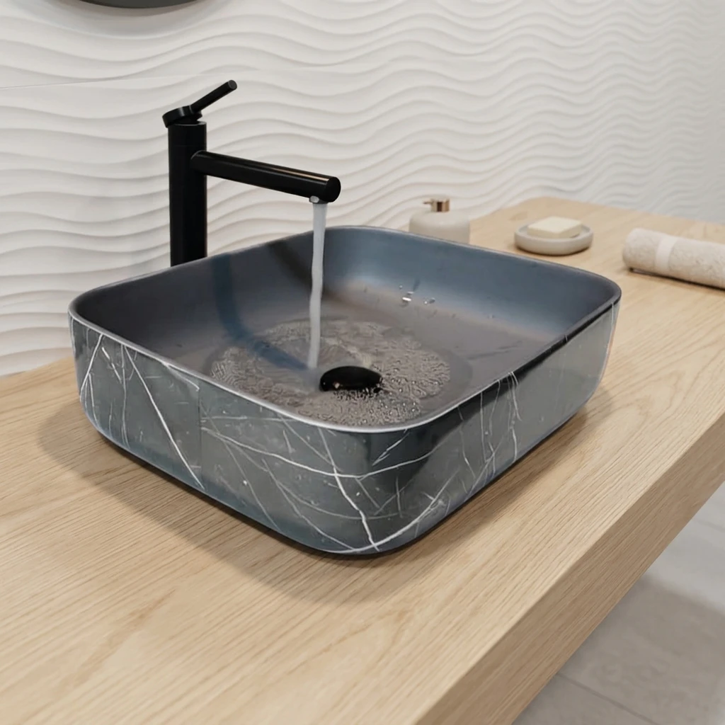 Modern Square Solid Surface Countertop Bathroom Sink Vanity Basin Custom Wash Basin OEM Factory