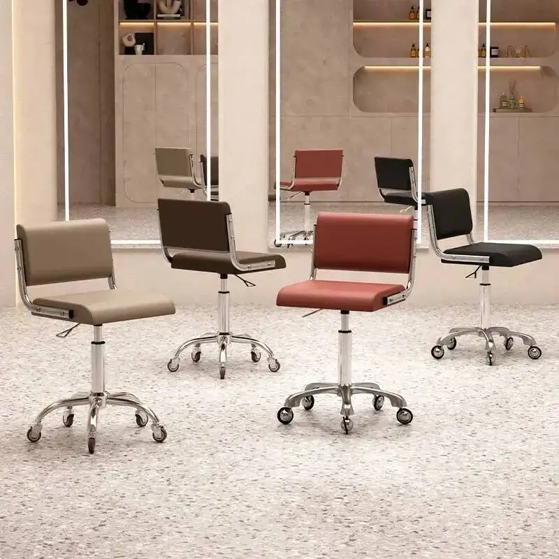Adjustable Swivel Stool with Beauty Salon Silent Wheels Backrest & Height Lift for Home Hairdressing Nail Studio & Barber Shop