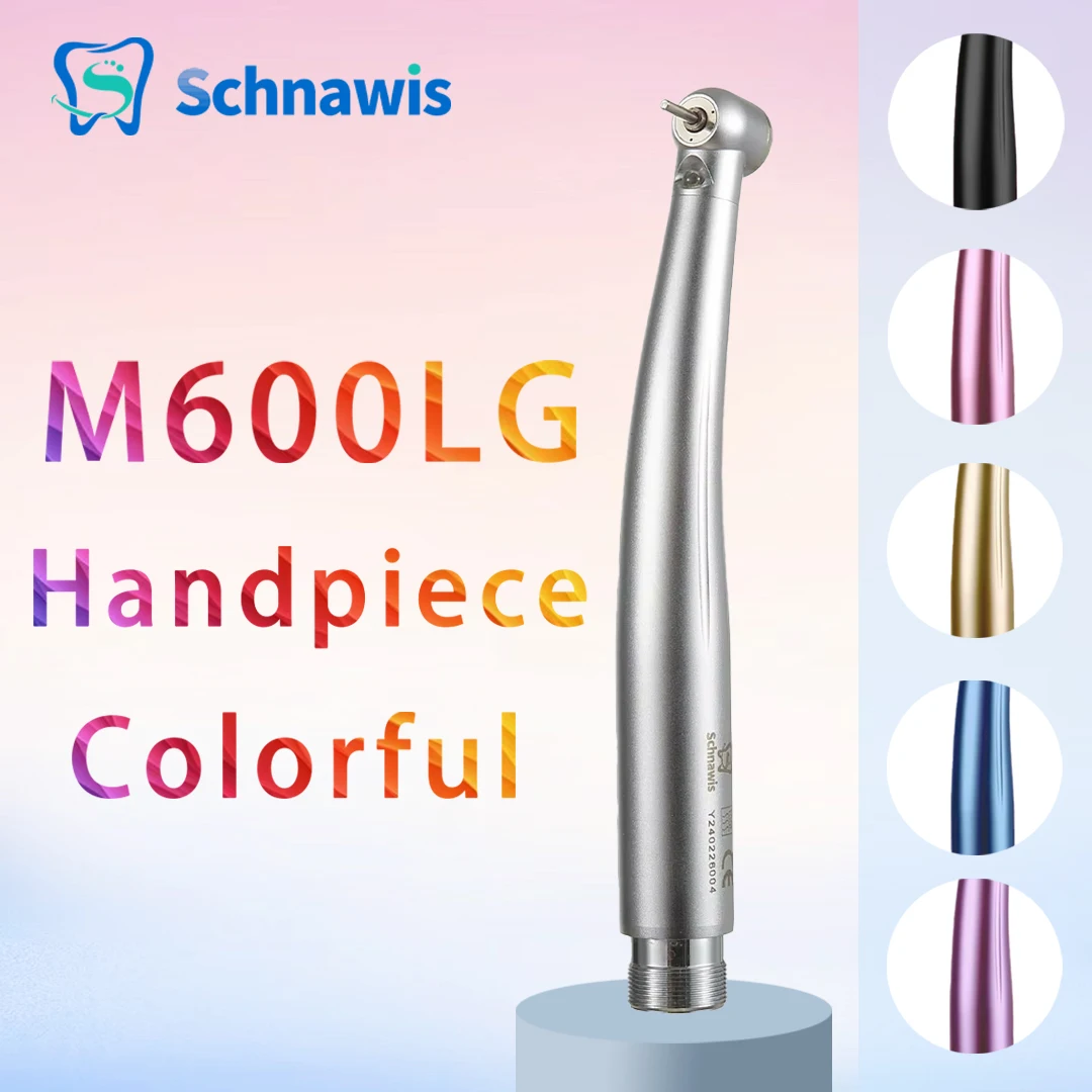 Colorful Dental LED E-generator M600LG Push Button High Speed Handpiece Air Turbine Triple Water Spray Hand piece 4hole 2hole