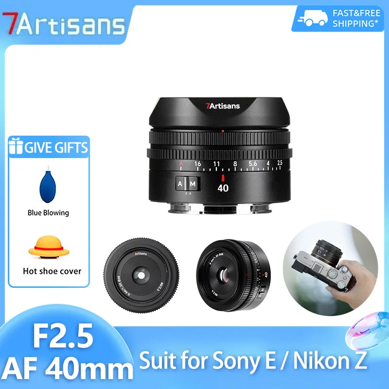 

Объектив 7artisans AF 40mm F2.5 Full Frame STM с автофокусом, сверхлегкий, для камер Sony E A6400 ZVE10 A7R A74, Nikon Z Z6