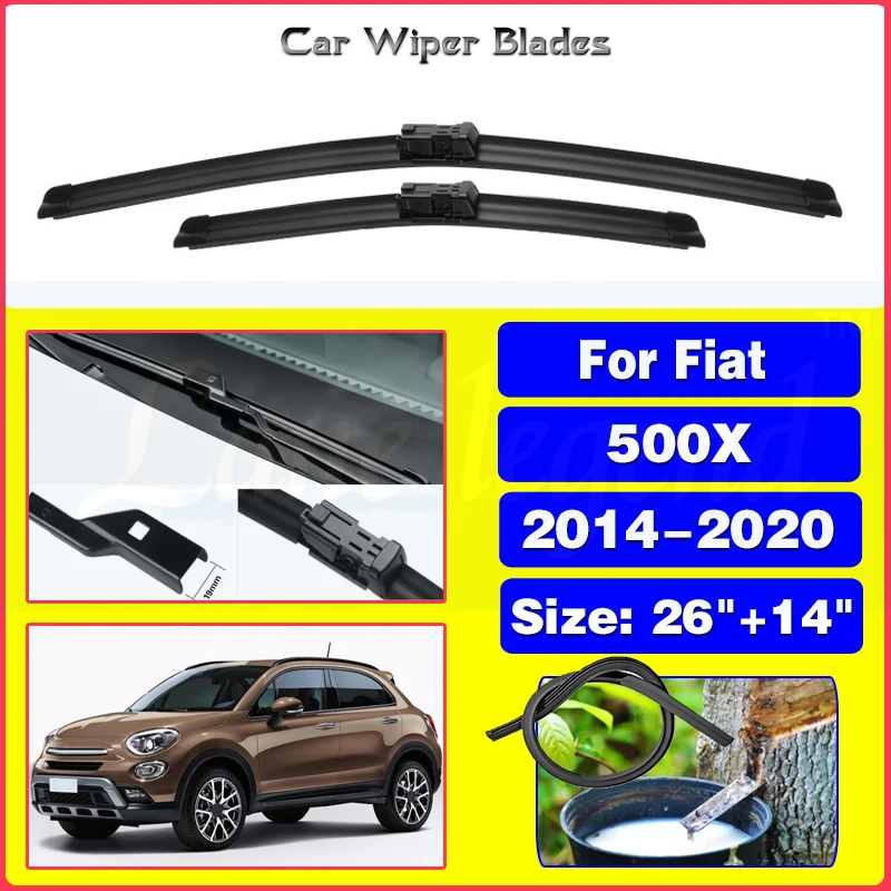 Car Wiper For Fiat 500X 2014-2020 Front Wiper Blades Soft Rubber Windscreen Wipers Auto Windshield 26\