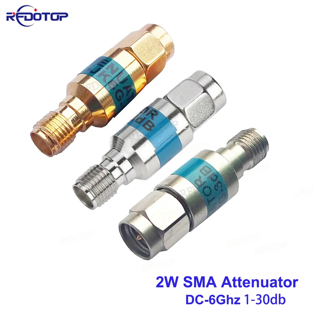 

1Pcs 2W DC-6GHz 1~30db 50Ohm RF Attenuator SMA Male to SMA Female Coaxial Fixed Connectors 304 Stainless Steel/Gold/Nikel plated