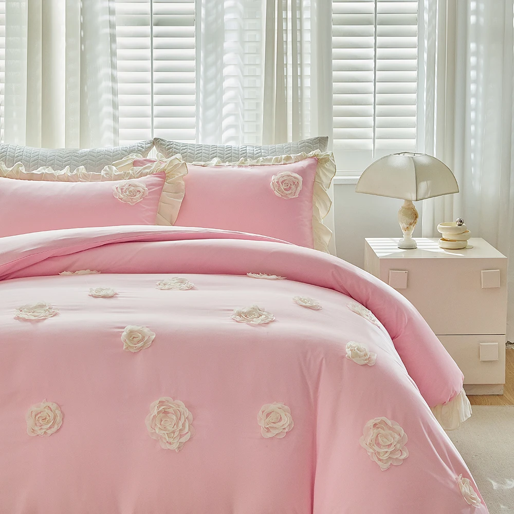 Duvet Cover Bedding Set Twin Full Queen King Size 135x200 Quilt Cover 240x220 Double Single Floral Ruffle Lace Bed Linen 200x200