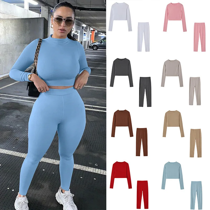 Short Two-piece 2022 Autumn New Slim Fit Long Sleeved SportS And Leisure Set For Women