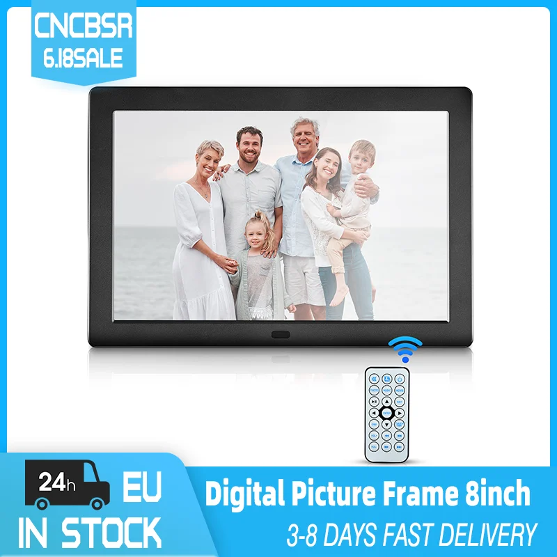 CNCBSR 8 inch Digital Photo Frame 1280*800 Desktop Electronic Album IPS Screen Support Photo/Video/Music/Clock/Calendar Function