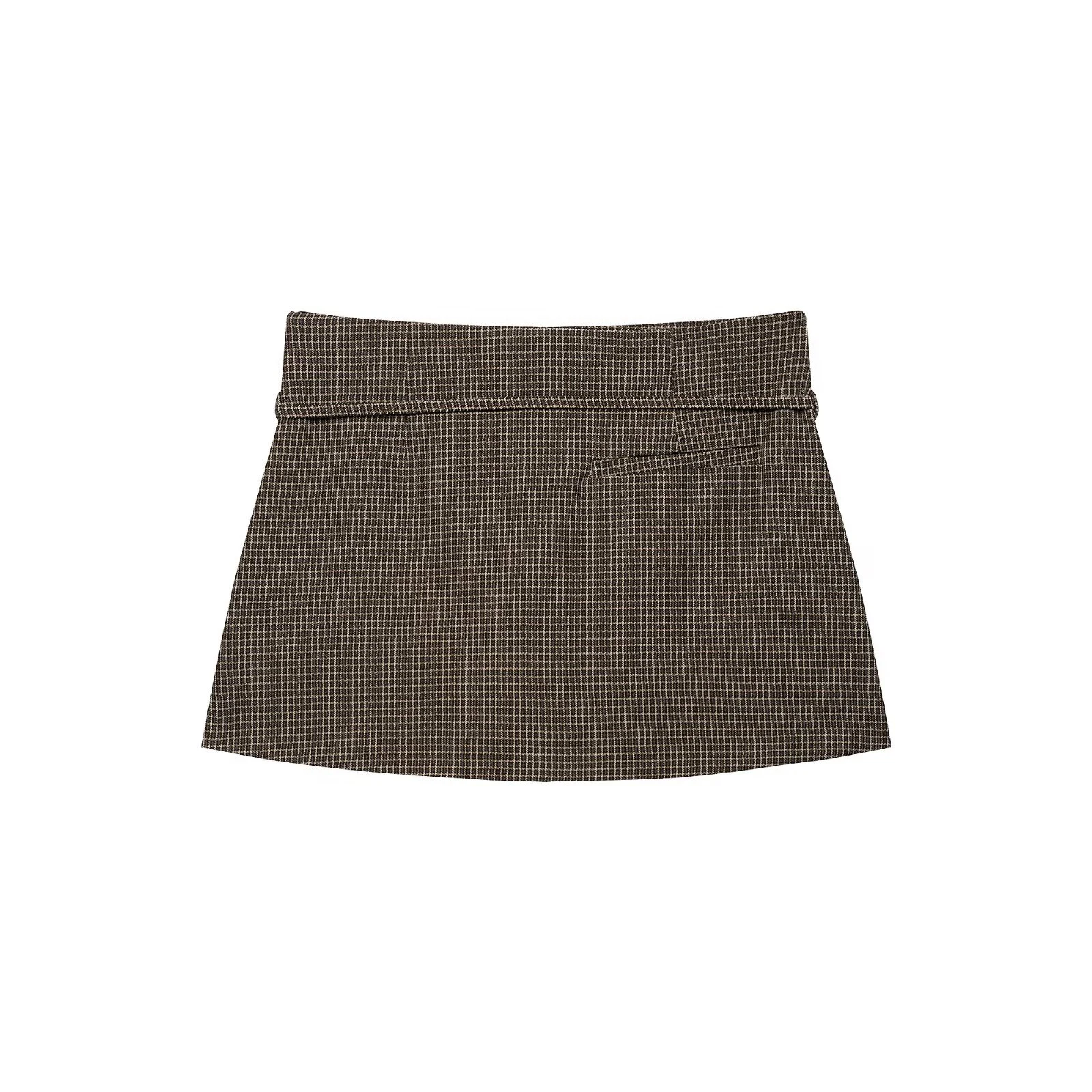 2026 autumn new women's clothing simple and fashionable mid waist belt casual checkered skirt pants