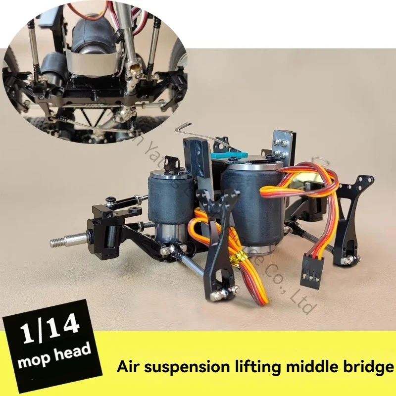 1PC High Simulation 1/14 Tractor Trailer Upgraded and Modified Steering Front Axle Shock Absorber Air Bag Air Suspension System