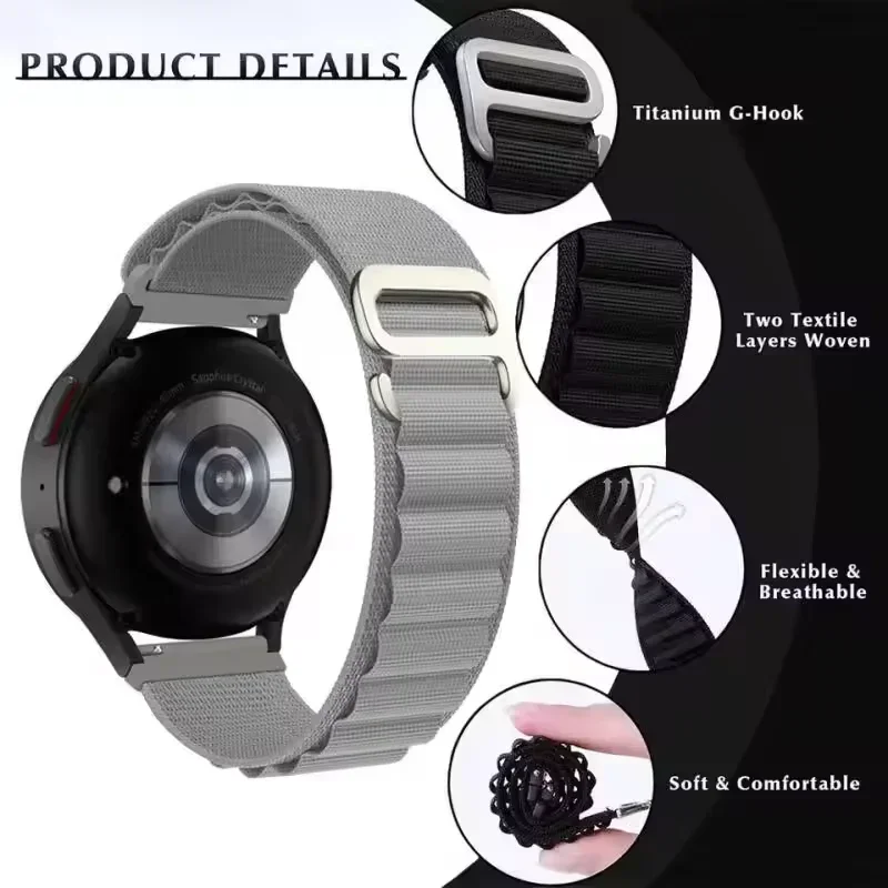 20mm 22mm Alpine Nylon Loop Strap for Redmi Watch 5 Active 5 Lite Bracelet Wristband Amazfit Active Max 3 2 Bip Max Balance 3 2
