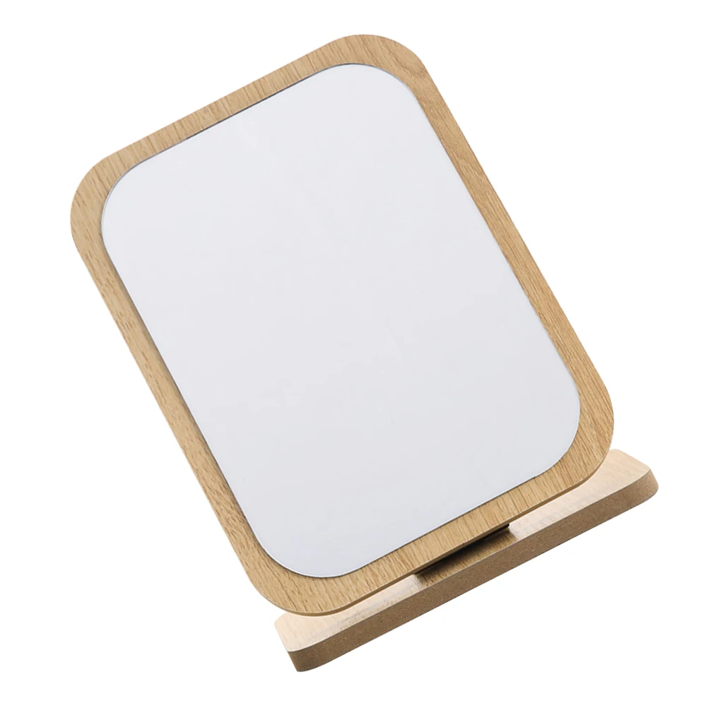 

1Pc Retro Folding Makeup Mirror Wooden Frame Desktop Large Clear Mirror for Daily Makeup Grooming