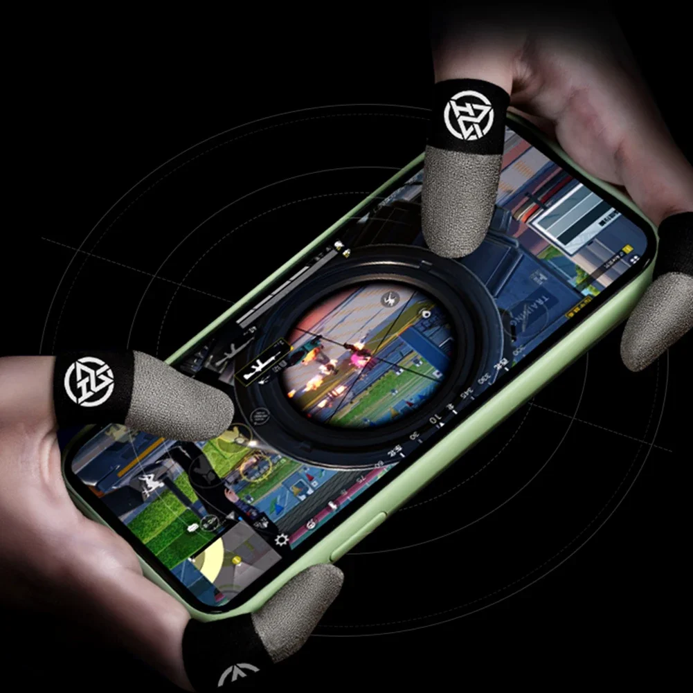 1/2 Pair Luminous Fingertips Sweat-Proof Game Finger Sleeve Finger Cots Cover Sensitive Mobile Touch Glove for PUBG Phone Games
