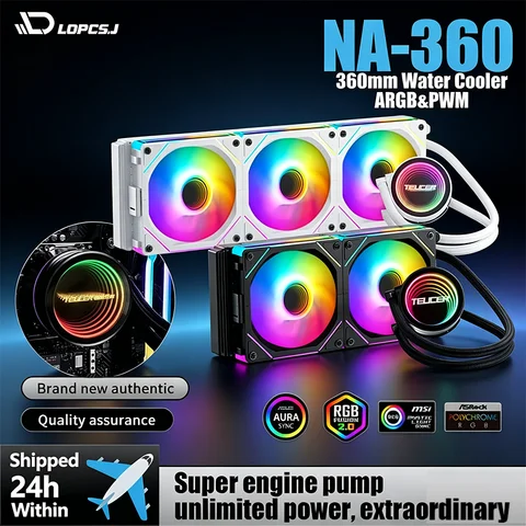 TEUCER NA‑360 PC CPU Liquid Water Cooling Radiator AIO Cooler Compatible with Intel LGA 2011 1700 1200 1155 X99 Motherboard AMD AM4 AM5 Gaming Desktop Computer CPU Heat Sink Cooling Replacement Part