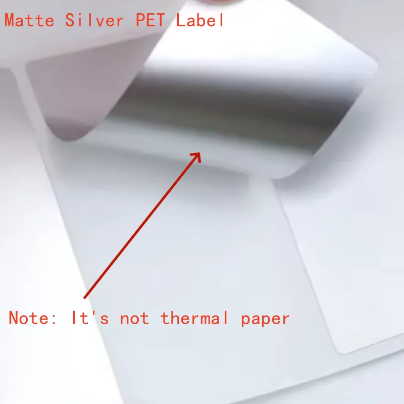 Selbstklebendes PET-Aufkleber in Mattsilber, Barcode-Druckpapier, leere Rolle, wasserfest, reiß- und ölbeständig, festes Asset-Etikett