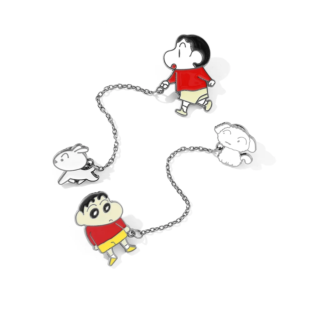 Crayon Shin-Chan Cartoon Cute Metal Enamel Badge Walking Dog Fun Brooch Clothing Accessories Anime Plush Toys Cosplay Gifts