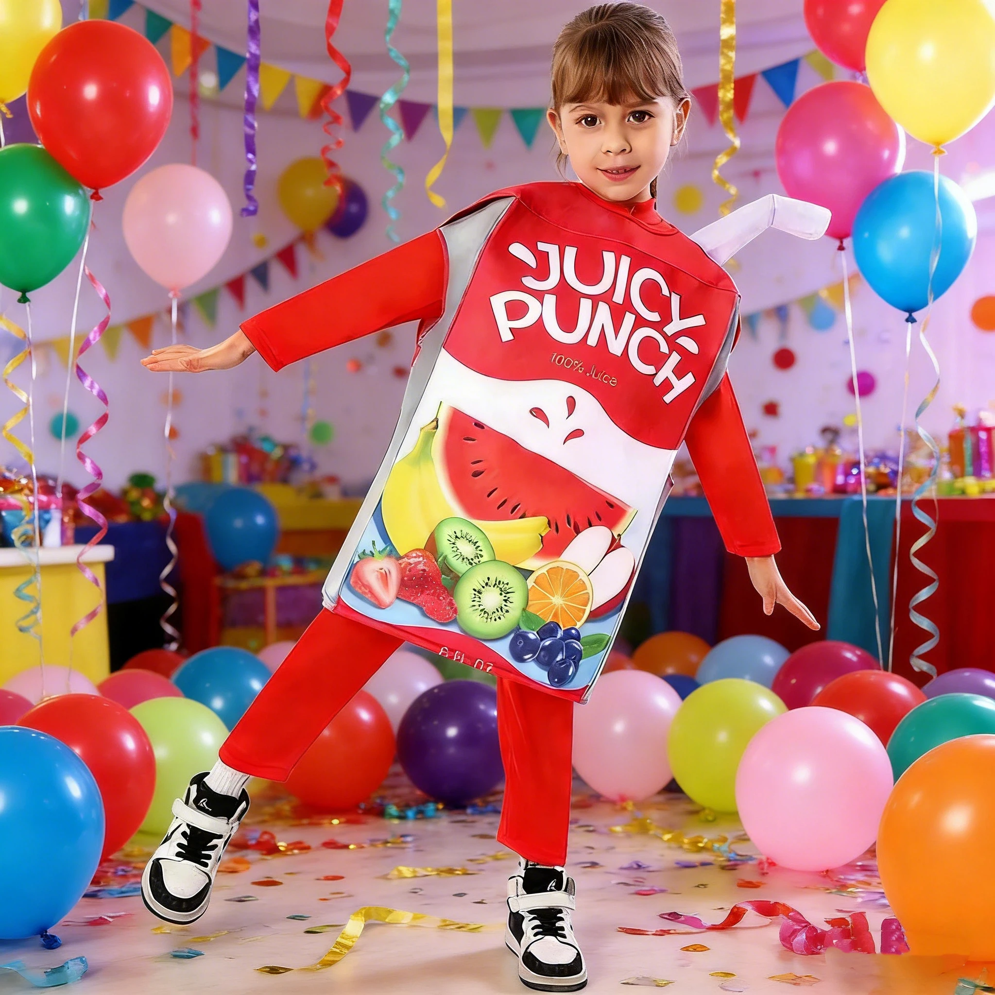

2026 Juice Box Stage Performance Costume 3D Fruit Print Lunch Box Cosplay Costumes For Enfant Unisex Cosplay Party Dress Up