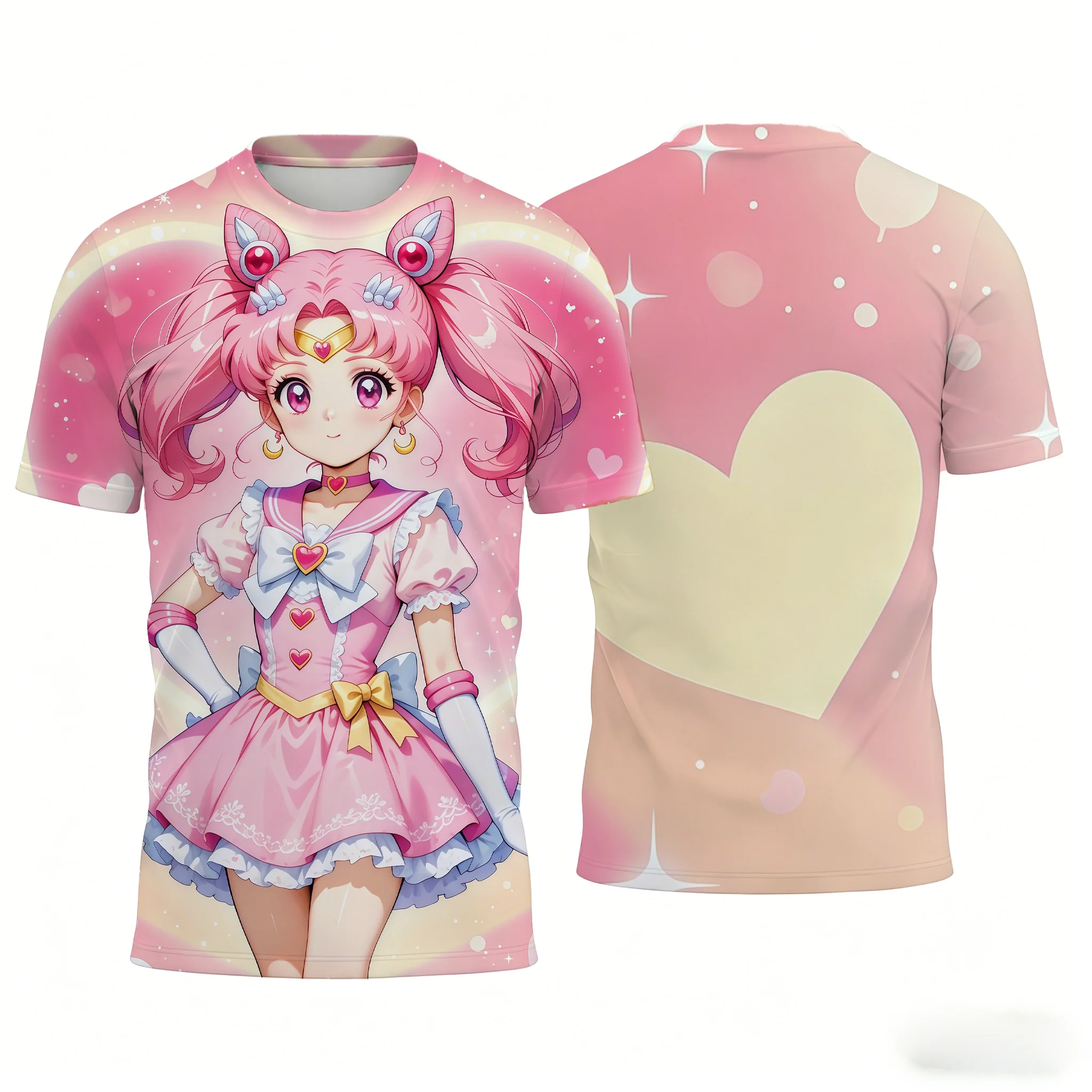 Sailor Moon Chibiusa 3D-Druck T-Shirt Niedliches Anime-Grafik-T-Shirt für Frauen und Kinder Lässiges Sommer-Oberteil Kawaii Streetwear Geschenk für Anime-Fans 2026