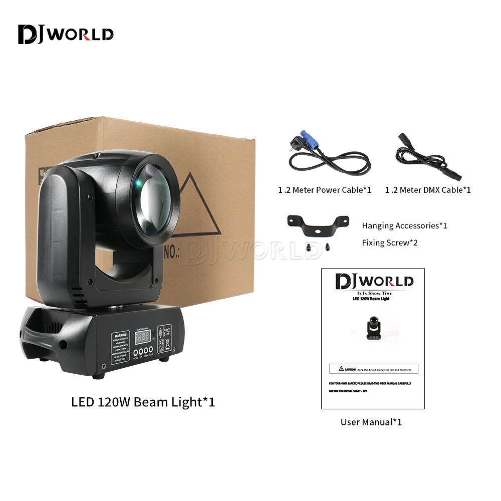 DJWORLD Beam Light 120W Moving Head Stage Effect Lighting DMX Lights Lyre for DJ Disco Bar Wedding Party Theater Karaoke Club