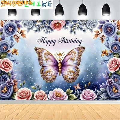 

Newborn Baby Happy Birthday Party Photography Backdrop Props Colorful Butterfly Flower Cake Smash Photo Studio Background UY-01
