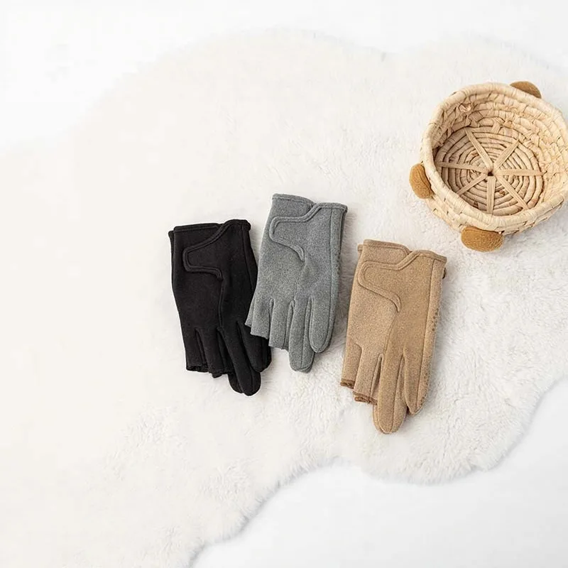 Winter Warm Gloves for Both Men and Women, Suitable for Commuting, Korean Version, Outdoor Sports, Half Finger Touch Screen