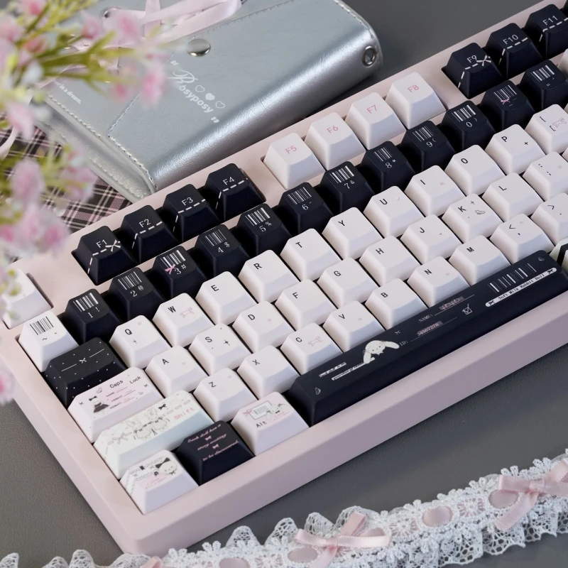Zizi Rabbit Card Keycap Pbt 144Keys Cherry Pbt Pink Keycap 2.25/2.75U Space Bar Alice Layout Iso Layout Keycap