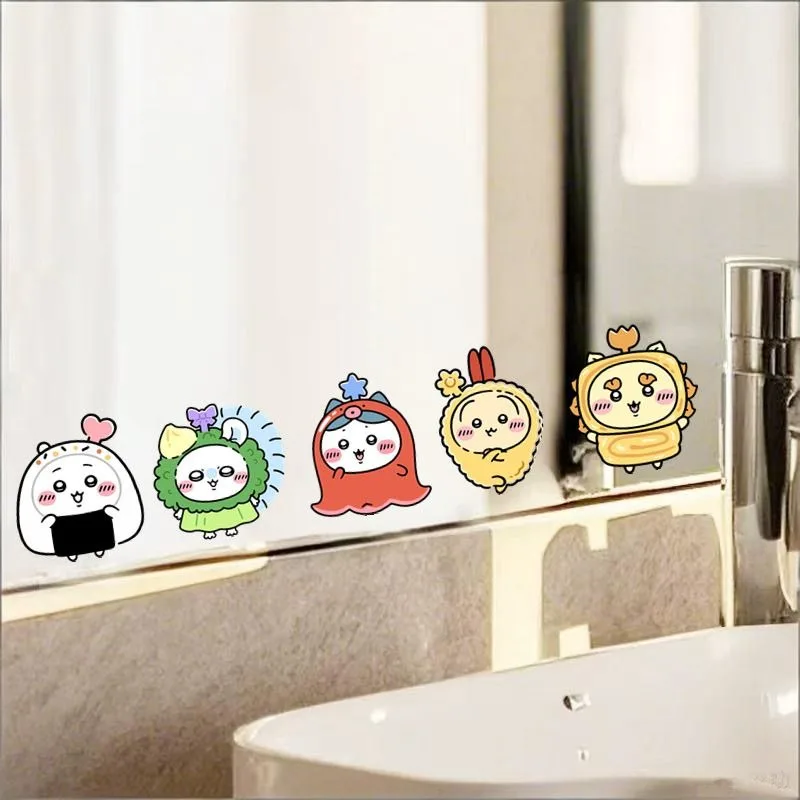 Anime Chiikawa Usagi Mirror Decal Sticker Bathroom Restroom Tile Decal Cover Decoration Waterproof Self Adhesive Strong Adhesion