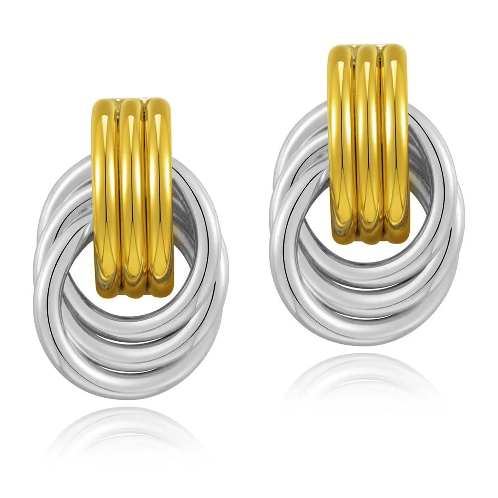 

Hypo-allergenic Two Tone Earrings Gold Hoop Earring for Women Hoops Huggie Stainless steel Minimalist Waterproof Trendy Jewelry