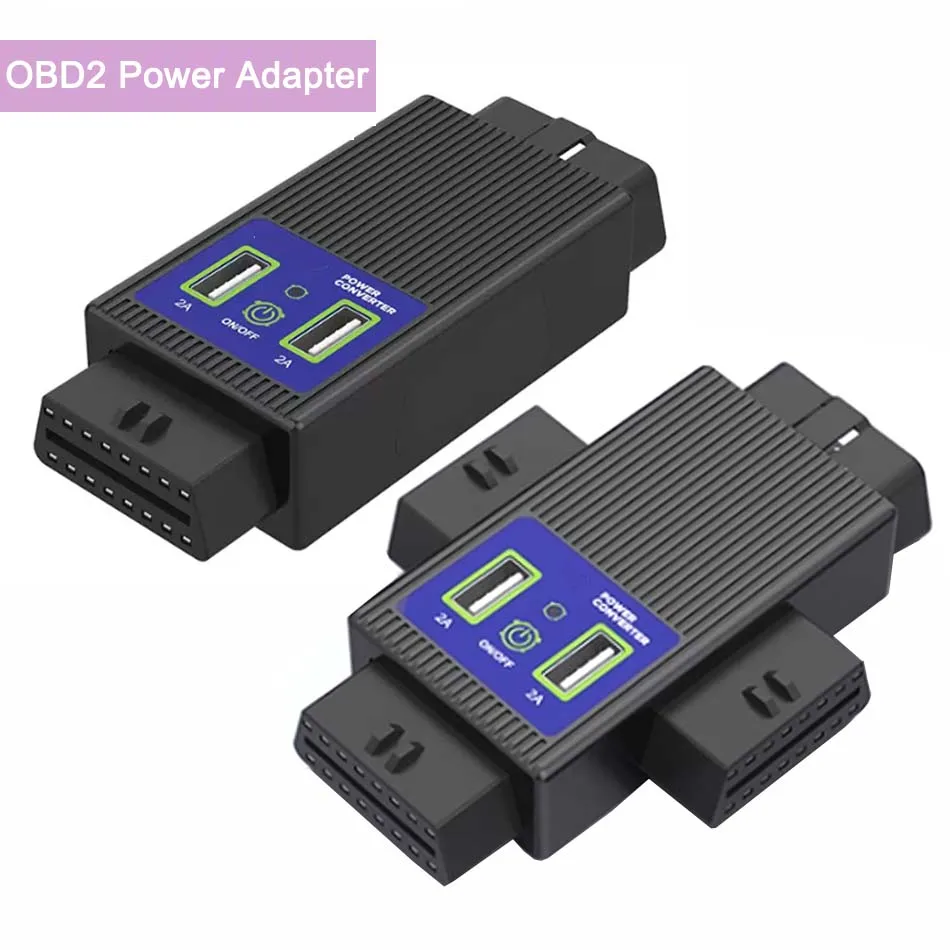 Obd2 16pin Plug with Dual 5V 2A USB Ports for Car HUD Mobile Phone DVR Etc Electronic Power Converter Connectors OBD Adapter