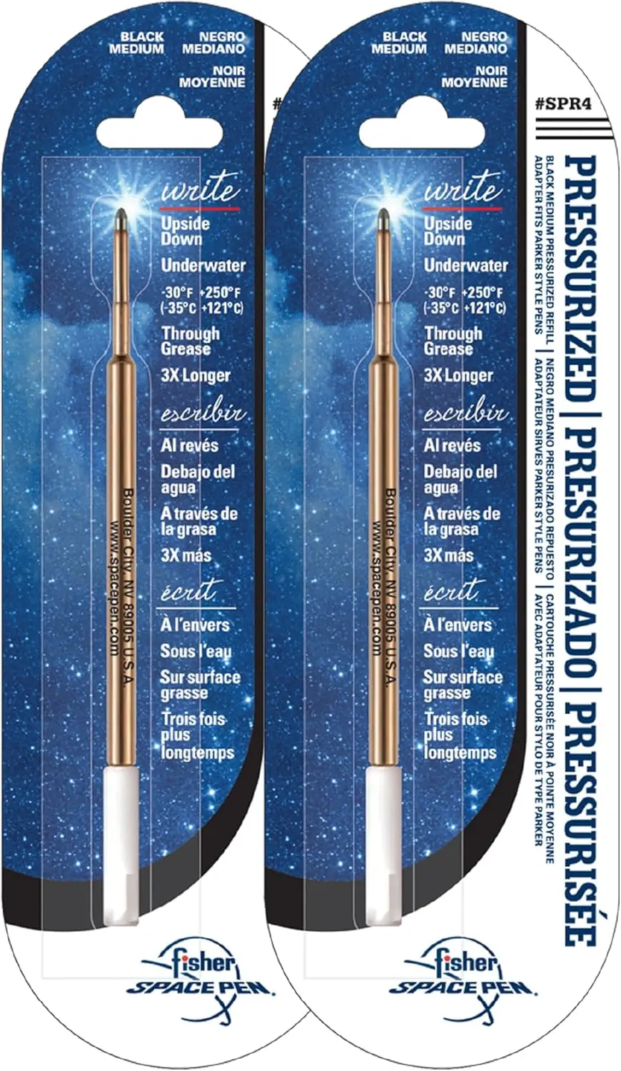 

2 Pack Pressurized Pen Refill, Medium Point Black Ink, Writes Upside Down & in Extreme Conditions