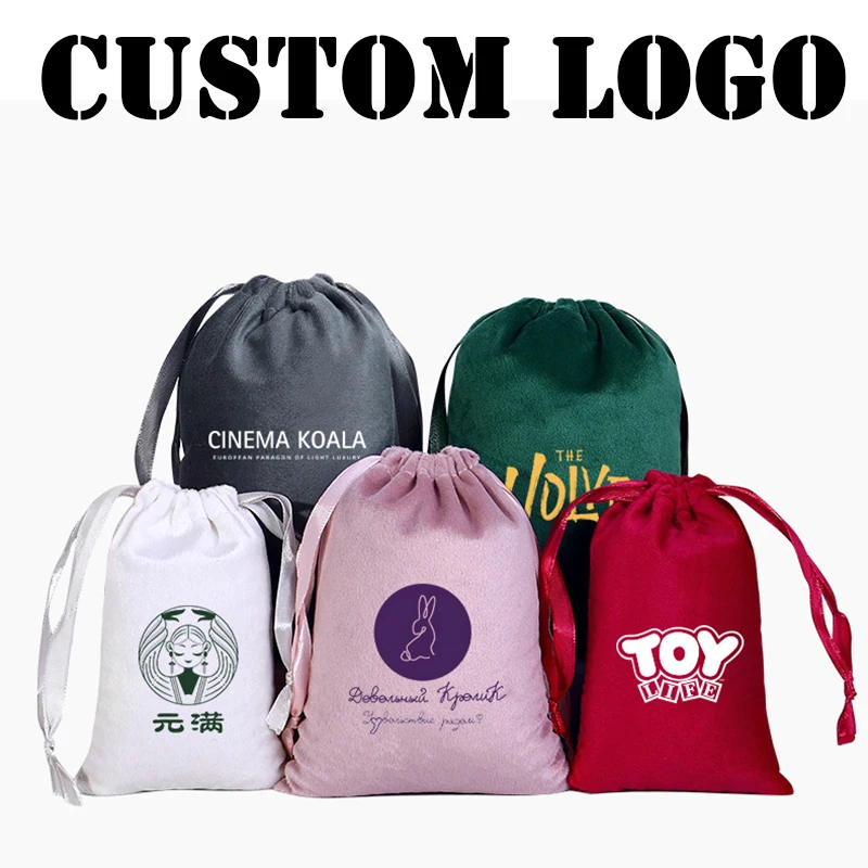 5 Pcs Custom Logo Velvet Jewelry Package Pouch Earrling Necklace Bracelet Storage Bags For Small Business Small Bags