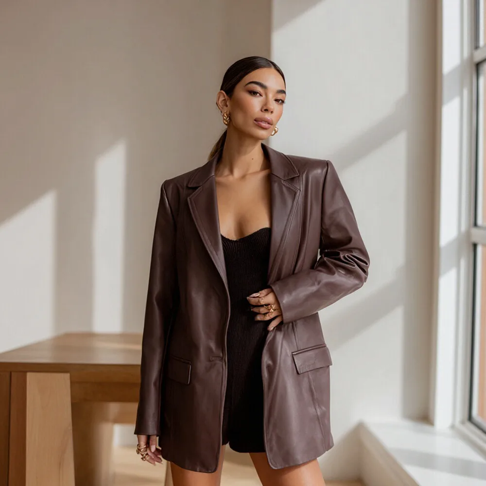 

Свободное женское платье с длинным рукавом в повседневном стиле, прямое платье с рукавами-трубой, весенне-осенний модный тренд