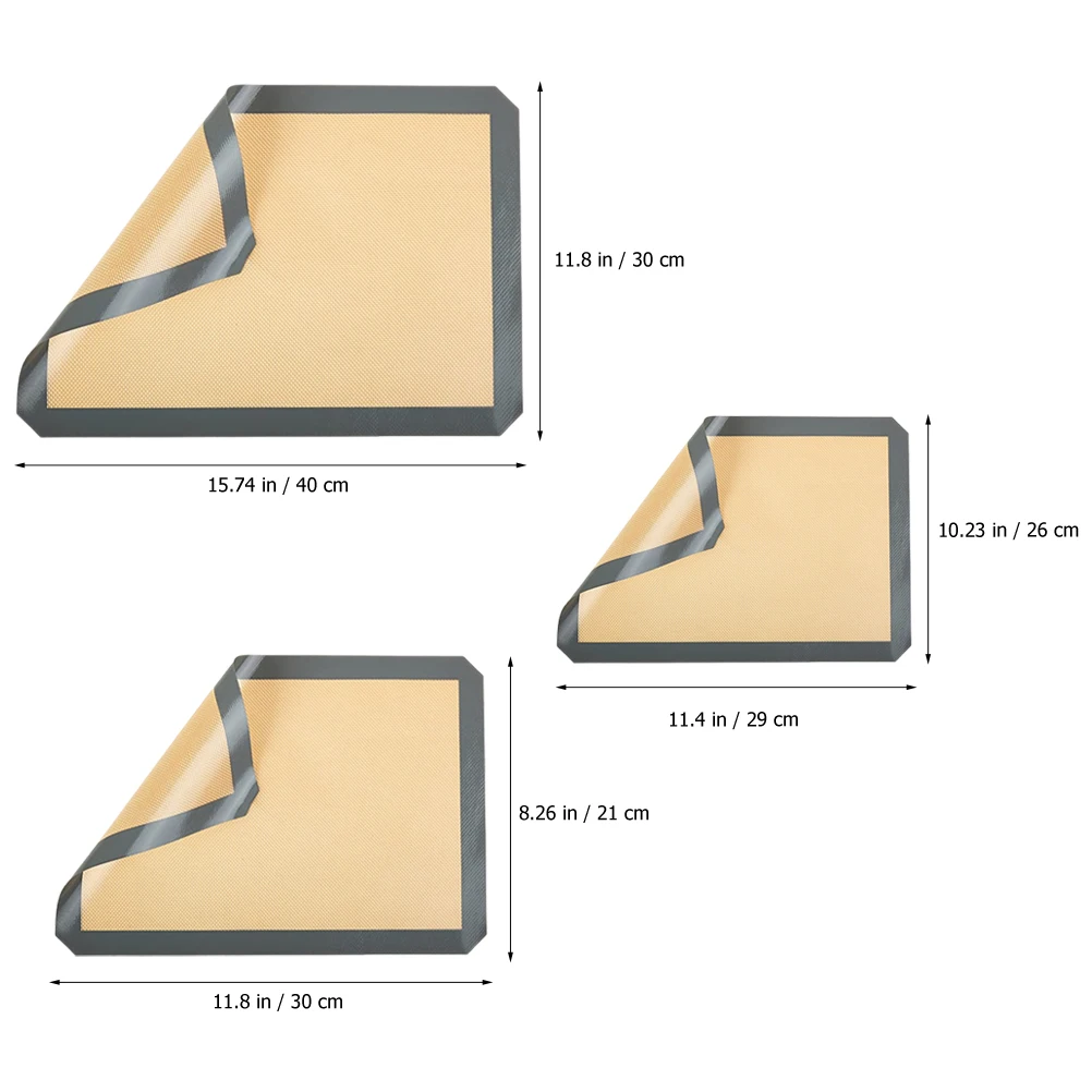 

3 Pcs Non Stick Baking Mat Silicone Pad Trays for Oven Biscuit Kitchen Heat Resistant Reusable