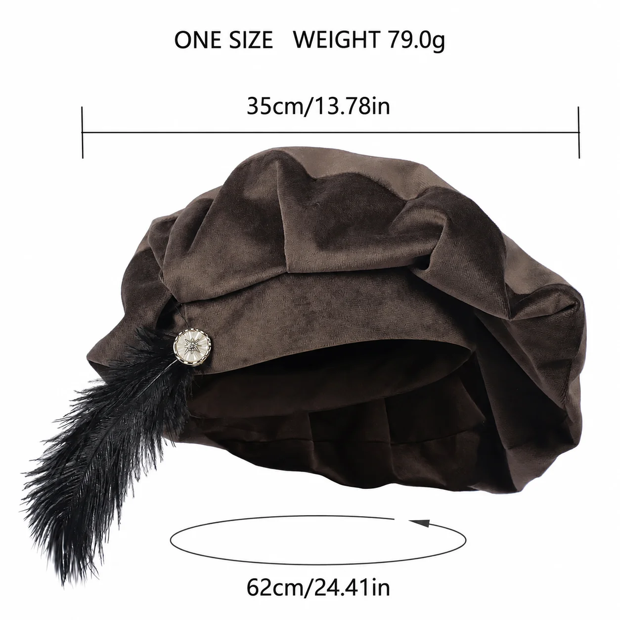 Feather Decorated Beret Comfortable Velvet Beret Renaissance Beret Velvet For Vintage Daily Wear Vintage Outfits Holiday Costume