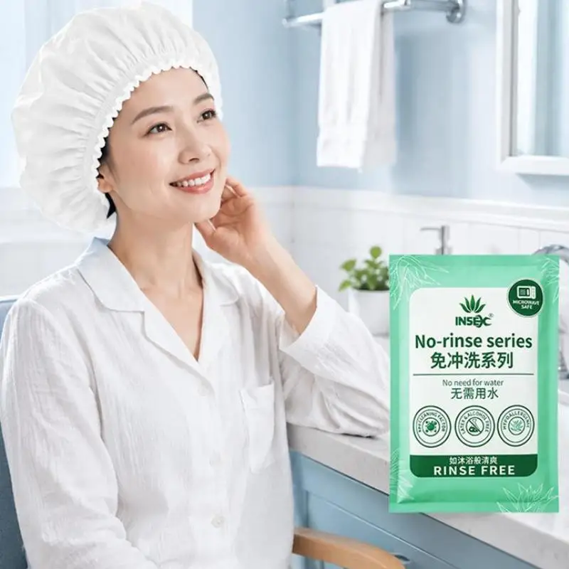 1Bag Disposable No Rinse Shampoo Cap Quick Dry Heatable Design For Elderly Pregnant Bedridden Patients Postpartum Care+~
