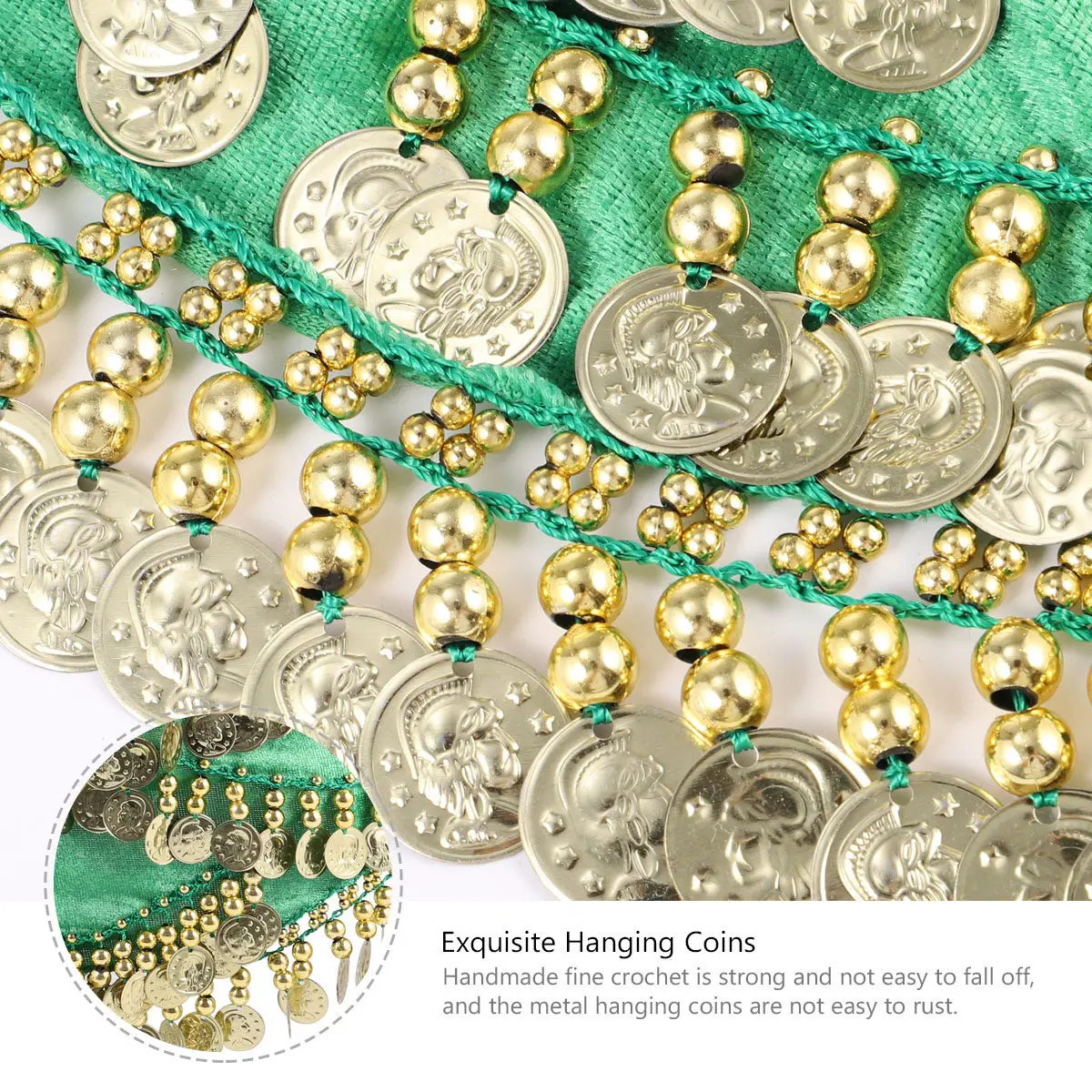 1Pcs Belly Dance Waist Chain Hip Scarf with Sparkling Coins Diamons Simple Perfect Practice Fashion Femininity