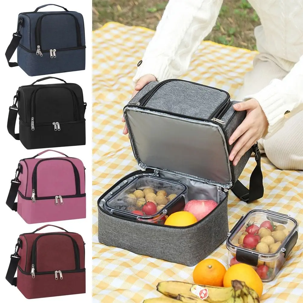 

Изолированная сумка для обеда большой емкости, водонепроницаемая женская повседневная сумка для хранения еды и напитков с плечевым ремнем, многоразовая