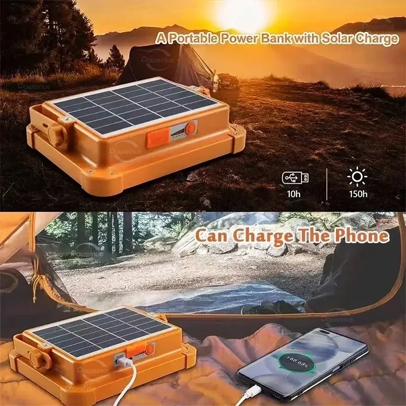 2500W Portable Solar Lantern LED Tent Light Rechargeable Lantern Emergency Night Market Lights Outdoor Camping Lamp Flashlight