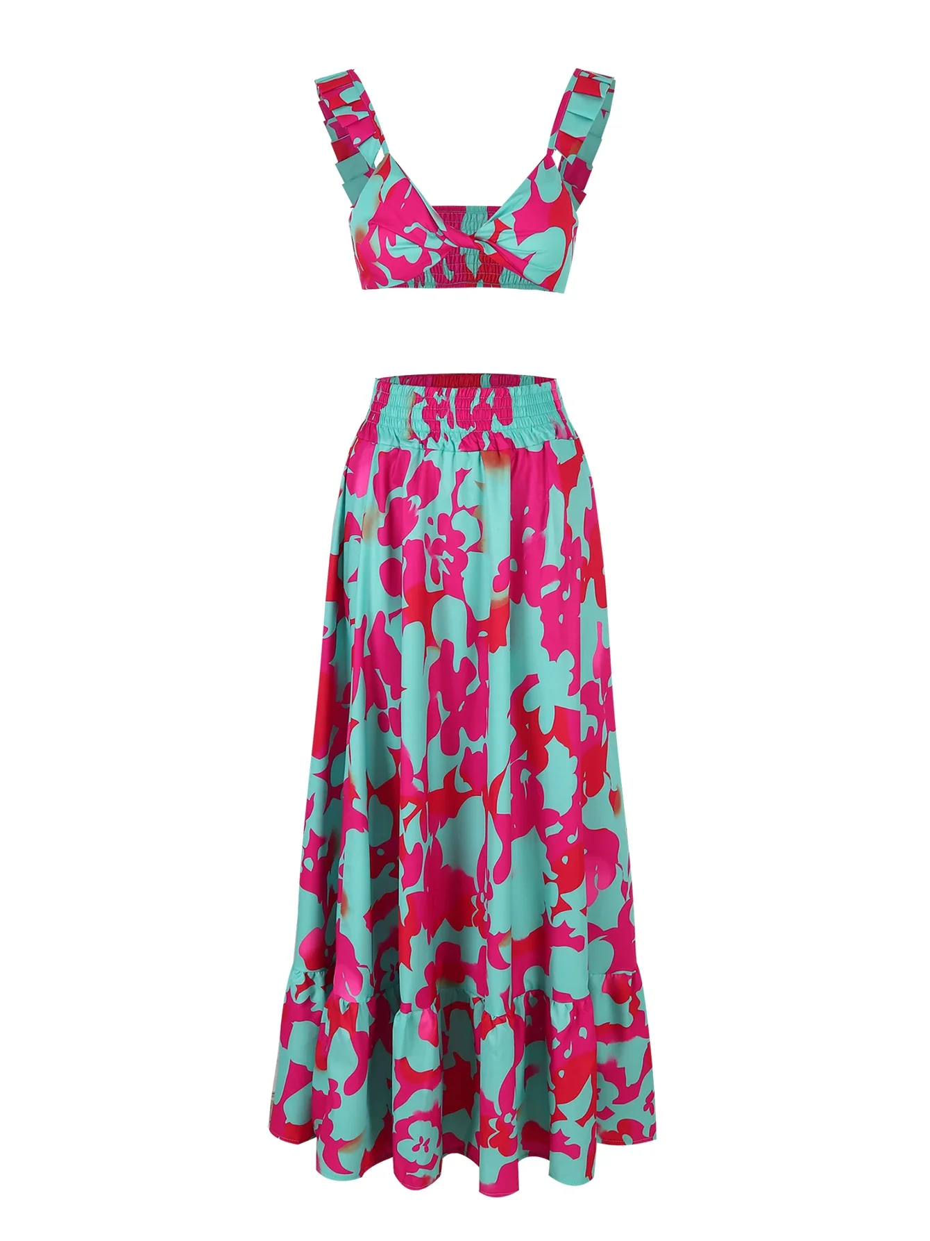 レディース ストラップ ビッグ スイング ドレス セット、女性ビーチウェア、中空アウト、ウエストレス女性服、セクシーな衣装、新しい、2024、2 個