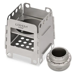 Lixada Titanium Wood Stove Ultralight Folding Pocket Stove Portable Mini Alcohol Stove Outdoor Camp Cooking Picnic Wood Burner