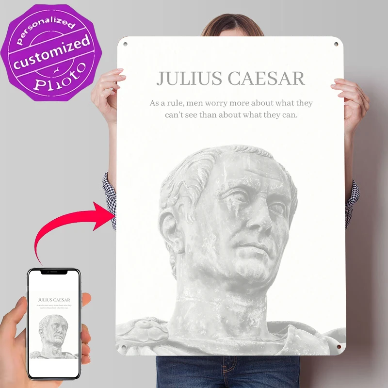 Julius Caesar Quote Inspirational Wisdom Printed Poster Customized Wall Art Retro Vintage Metal Tin Signs for Home Sign House
