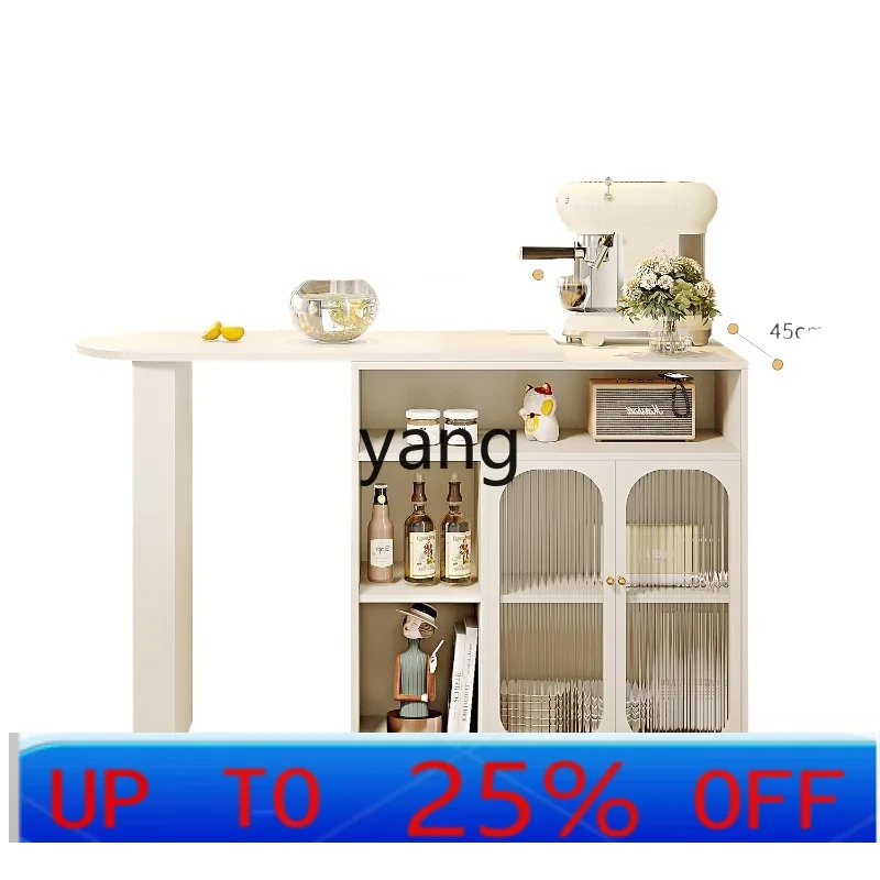 

LMM cream wind bar table, living room partition cabinet, household removable bar table, integrated retractable island table